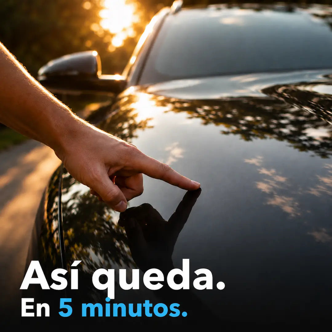 Auto negro brillante con reflejo perfecto después de lavarlo con LavaPro Shine — resultado cepillo giratorio auto Chile