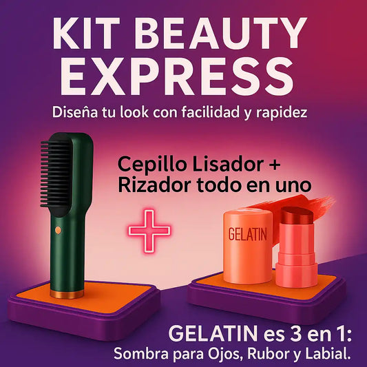 Kit Beauty Express: Cepillo Alisador y Rizador + Tinta Gelatin